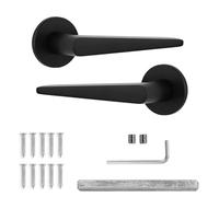 Decoranddecor Black Door Handles Internal - Aluminium Matt Black Door Handle Sets for Wooden Interior Doors | Internal Door Handles for Bedrooms & Bathroom | Terra Range