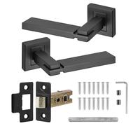 Decoranddecor Black Door Handles Internal - Aluminium Matt Black Door Handle Sets for Wooden Interior Doors | Internal Door Handles with Mortice Latch | Nexus Range