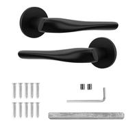 Decoranddecor Black Door Handles Internal - Aluminium Matt Black Door Handle Sets for Wooden Interior Doors | Internal Door Handles for Bedrooms & Bathroom | Nanda Range