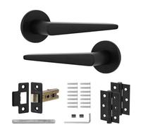 Decoranddecor Black Door Handles - Internal Door Handles For Doors - Interior Door Handles Latch And Door Hinge - Terra Range