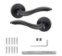 Decoranddecor Black Door Handles Internal Matt Black Door Handle Sets | Sprung return so levers never droop, solid aluminium, built to last Interior Door Handles, fits 35-45 mm doors, Solace Range