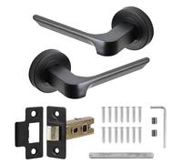 Decoranddecor Black Door Handles Internal Sets, Door Handle Set, Matt Black Door Handles Internal, Interior Door Handles - Mirage Range (2.5 Inch Latch)