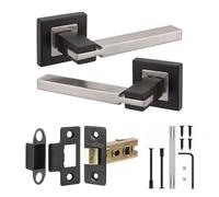 Decoranddecor - Black & Nickel Door Handle Set - Internal Door Handle Set - Latch Kit 64mm - Nexus Range