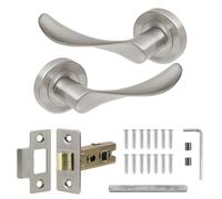 Decoranddecor Brushed Chrome Door Handle Levers Aluminium Alloy Handles Lever with Latch Kit