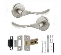 Decoranddecor Brushed Chrome Door Handles Internal Fir Latch Set | CE marked, 2.5 inch tubular latch, solid aluminium, built to last Internal Door Handles, fits 35-42 mm doors, Nimbus Range
