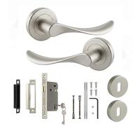 Decoranddecor Brushed Chrome Door Handles Internal Sash Lock Set | CE marked, two keys and key covers, solid aluminium, built to last Internal Door Handles, fits 35-42 mm doors, Nimbus Range
