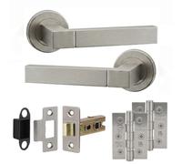 Decoranddecor Brushed Chrome Door Handles Internal with Latch and Hinges