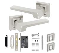 Decoranddecor Brushed Chrome Door Handles Internal with Lock and Keys | Door Handles with Lock and Key, Internal Door Handles, Interior Door Handles, Silver Door Handles, Handle Set, Lever on Rose