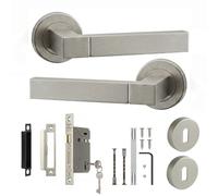Decoranddecor Brushed Chrome Door Handles Internal with Lock and Keys | Door Handles with Lock and Key, Internal Door Handles, Interior Door Handles, Silver Door Handles, Handle Set, Lever on Rose