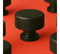 Decoranddecor Cabinet Knob - Matt Black - Knurled Kitchen Cabinet Door Drawer Knobs Handle - Amelia Range