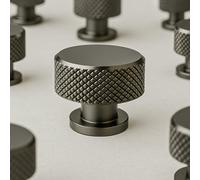 Decoranddecor Cabinet Knob - Polished Nickel Black - Knurled Kitchen Cabinet Door Drawer Knobs Handle - Amelia Range