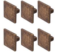 Decoranddecor Calla Square Cabinet Knob Door Pull Handle Kitchen Cupboard Furniture Drawer (6 Pack, Antique Copper)
