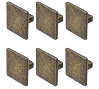 Decoranddecor Calla Square Cabinet Knob Door Pull Handle Kitchen Cupboard Furniture Drawer (6 Pack, Antique Brass)