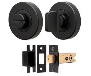Decoranddecor Deadbolt Thumb Turn & Release Internal Bathroom Door Lock, 3 in (76 mm) Backset, Fir Matt Black