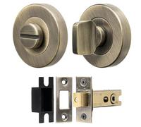 Decoranddecor Deadbolt Thumb Turn & Release Internal Bathroom Door Lock, 3 in (76 mm) Backset, Fire Rated, Antique Brass