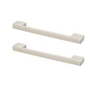 Decoranddecor - Dimora Brushed Chrome Modern Slimline D Shape Kitchen Cabinet Drawer Cupboard Pull Handles - 224mm - Pair