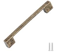 Decoranddecor Dimora D-Shape Cupboard Handles, Rectangular Kitchen Handles for Cupboards, Cabinet Pulls - 96mm Or 128mm, Antique Brass