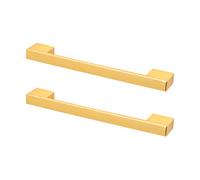 Decoranddecor - Dimora Matt Gold Modern Slimline D Shape Kitchen Cabinet Drawer Cupboard Pull Handles - 96/128mm - Pair
