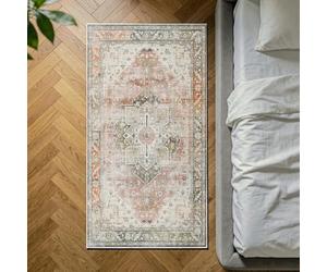 Decoranddecor Distressed Hallway Rug, 80x150cm - Non-Slip, Stain Resistant, Pet Friendly, Vintage Oriental Style Living Room Easy Clean Durable Carpet - Novera