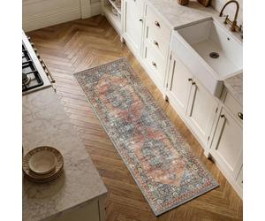 Decoranddecor Distressed Hallway Runner Rug, 60x180cm - Non-Slip, Stain Resistant, Pet Friendly, Entryway, Kitchen, Easy Clean Durable Carpet - Calmere