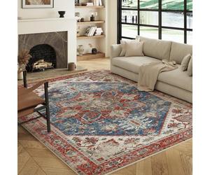 Decoranddecor Distressed Large Rugs For Living Room, 200x290cm - Washable, Low Pile, Pet Friendly, Dining Easy Clean Durable Carpet - Mirela