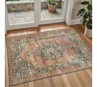 Decoranddecor Distressed Rugs Living Room, 120x170cm - Non-Slip, Low Pile, Pet Friendly, Classic Elegant Pattern Entryway Easy Clean Durable Carpet - Calmere