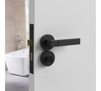 Decoranddecor - Door Handle Set - Black Bathroom Door Handle With Lock - Black Bathroom Door Lever Handles - Lumina Range