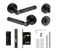 Decoranddecor - Door Handle Set - Black Bathroom Door Handle With Lock - Black Bathroom Door Lever Handles - Enigma Range