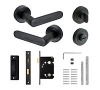Decoranddecor - Door Handle Set - Black Bathroom Door Handle With Lock - Black Bathroom Door Lever Handles - Echo Range