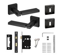 Decoranddecor - Door Handle Set - Black Internal Door Handle With Lock - Black Internal Door Lever Handles - Nexus Range