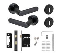 Decoranddecor - Door Handle Set - Black Internal Door Handle With Lock - Black Internal Door Lever Handles - Echo Range