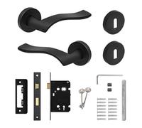 Decoranddecor - Door Handle Set - Black Internal Door Handle With Lock - Black Internal Door Lever Handles - Emblaze Range