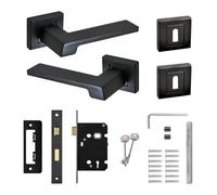 Decoranddecor - Door Handle Set - Black Internal Door Handle With Lock - Black Internal Door Lever Handles - Spectra Range
