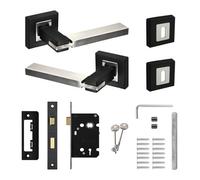 Decoranddecor - Door Handle Set - Black Internal Door Handle With Lock - Nickel Internal Door Lever Handles - Nexus Range