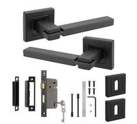 Decoranddecor - Door Handle Set - Black Internal Door Handle With Lock - Sash Lock Kit 64mm - Nexus Range