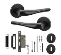 Decoranddecor - Door Handle Set - Black Internal Door Handle With Lock - Sash Lock Kit 76mm - Nanda Range