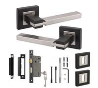 Decoranddecor - Door Handle Set - Black & Nickel Internal Door Handle With Lock - Sash Lock Kit 64mm - Nexus Range