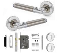 Decoranddecor - Door Handle Set - Chrome Internal Door Handle With Lock - Chrome Internal Door Lever Handles - Enigma Range