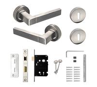 Decoranddecor - Door Handle Set - Nickel Internal Door Handle With Lock - Nickel Internal Door Lever Handles - Lumina Range