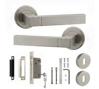 Decoranddecor - Door Handle Set - Nickel Internal Door Handle With Lock - Sash Lock Kit 64mm - Lumina Range