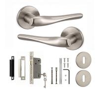 Decoranddecor - Door Handle Set - Nickel Internal Door Handle With Lock - Sash Lock Kit 76mm - Nanda Range