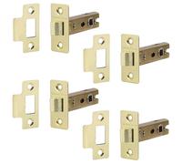 Decoranddecor Door Latches for Internal Door 76mm 4 Pack Polished Brass | Tubular Latch 76mm 3 Inch, Mortice Latch, EN12209 FD60 Fir 57mm Backset, Interior Door Mechanism