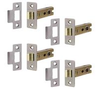 Decoranddecor Door Latches for Internal Door 76mm 4 Pack Satin Nickel | Tubular Latch 76mm 3 Inch, Mortice Latch, EN12209 FD60 Fir 57mm Backset, Interior Door Mechanism