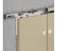 Decoranddecor Double Symmetric Synchronised Sliding Door Track Kit - 120Kg Max Door - 3600mm Track - Both Way Soft Close
