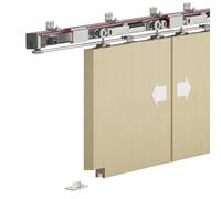 Decoranddecor DS-Slide Double Synchro Sliding Door Kit - One Way Soft Close (2400mm Track for 2 Doors)