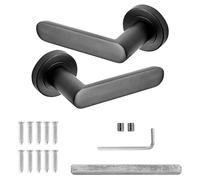 Decoranddecor Echo Matt Black Door Lever Handles - 54mm Round Rose - Aluminium - Handle Set Only