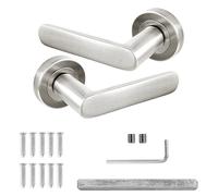 Decoranddecor Echo Satin Nickel Door Lever Handles - 54mm Round Rose - Aluminium - Handle Set Only