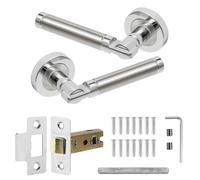 Decoranddecor Enigma Duo Colour Round Door Handles - Aluminium Silver Internal Handle Sets with Mortice Latch - Sleek and Versatile Design for Bedrooms, Bathrooms, and Interior Doors