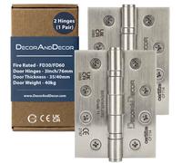 Decoranddecor - Fir Ball Bearing Door Hinge 102mm (4 Inch) - Satin Nickel - Pair (2 Hinges)
