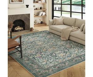 Decoranddecor Floral Bathroom Rugs, 60x90cm - Washable, Low Pile, Pet Friendly, Timeless Design Bathroom Easy Clean Durable Carpet - Zafira